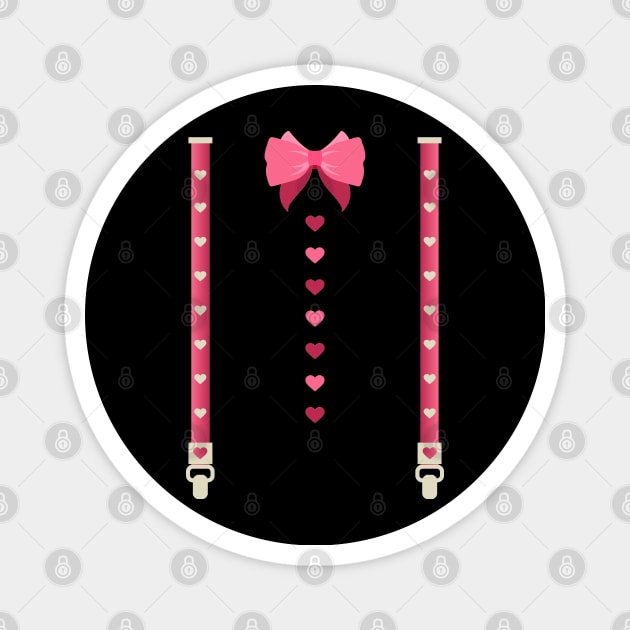 Hearts Bow Tie Suspenders Valentines Day Costume Magnet by Tesszero